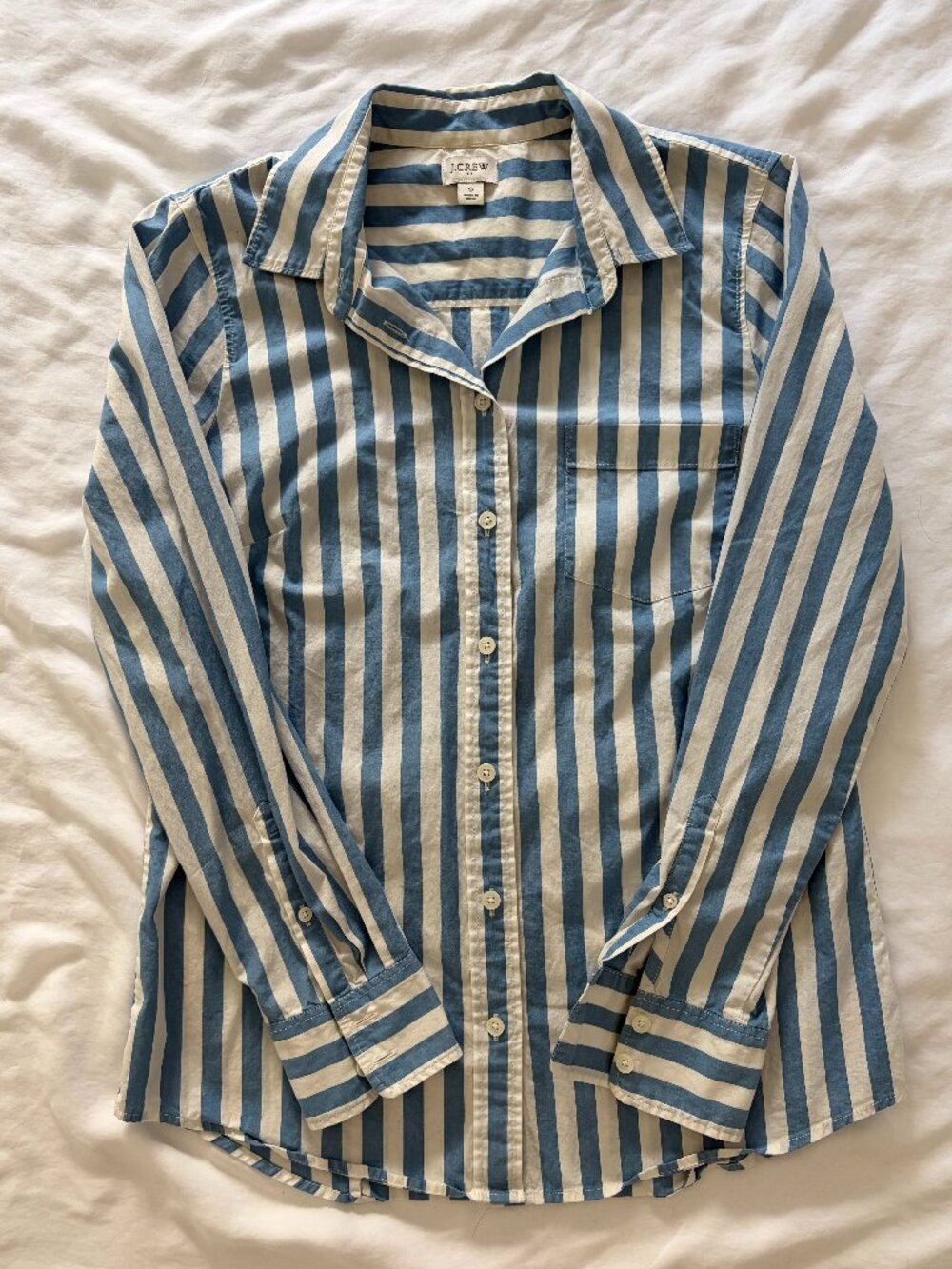 J Crew Striped Blue Button Down Shirt Size Small
